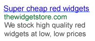 Google ad for red widgets