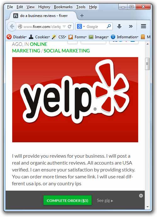 Yelp reviews for sale on fiverr.com